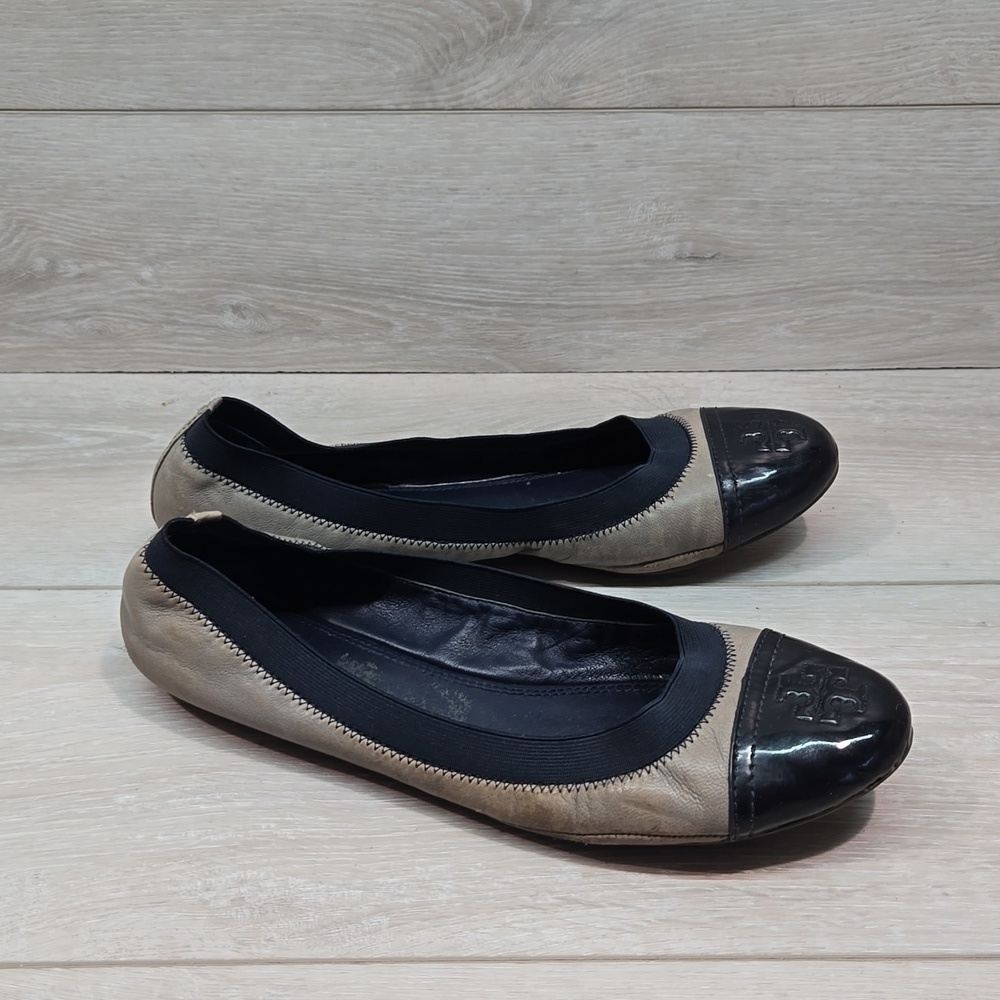 Tory Burch Womens Leather Carrie Ballet Flats shoes sz 10M